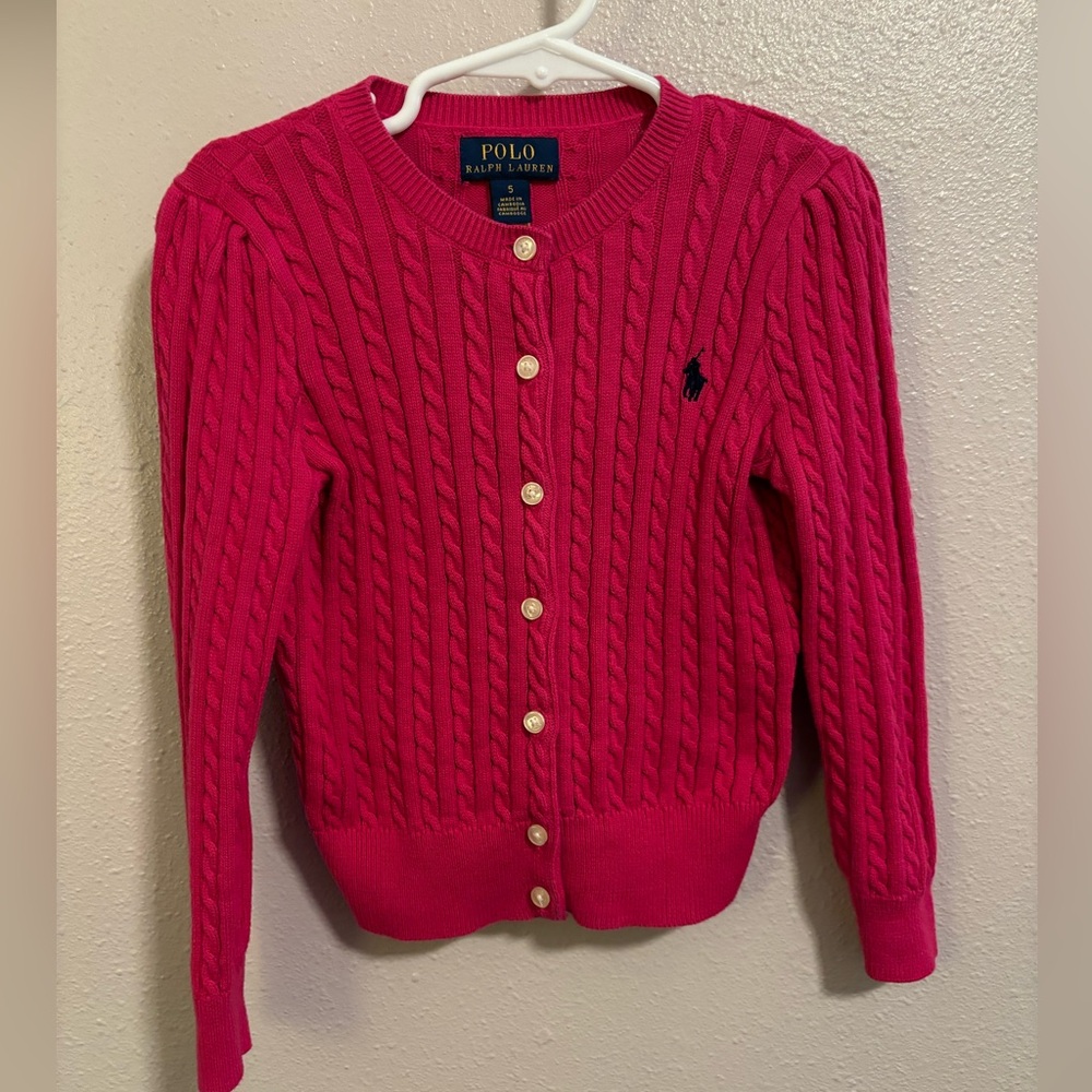 Polo by Ralph Lauren Pink Cable Knit Sweater Girls size 5